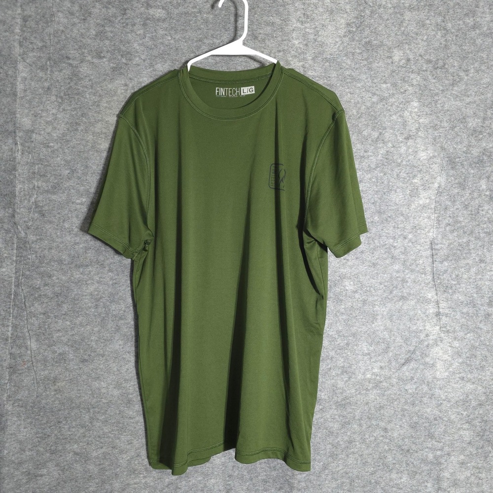 Fintech Fishing Shirt Mens Large Green Bass Graphic Performance Tee Short Sleeve